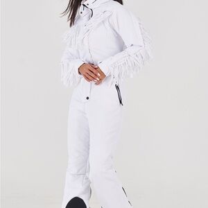 Women's White Fringe Ski Suit